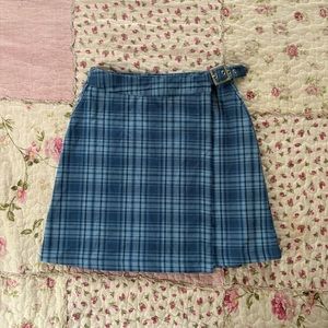 Brandy Melville/John Galt Blue Plaid Emerson Skirt